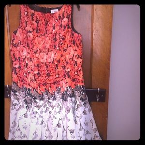 Beautiful Red Orange Cream A Line dress